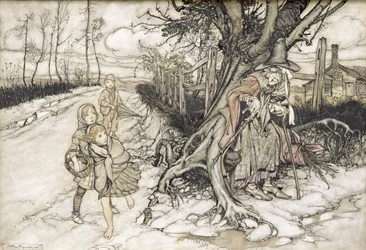 Children startled by a Witch